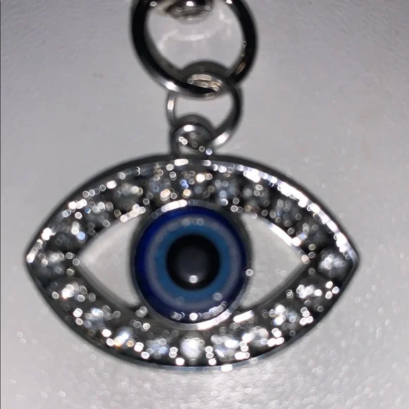 Silver Evil Eye bag/purse charm with Crystals - Picture 3 of 6